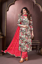 Monjolika Fashion Red Rayon Printed Festival Wear Afghani Suit - Distacart