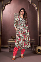 Monjolika Fashion Red Rayon Printed Festival Wear Afghani Suit - Distacart