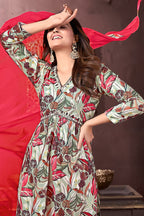 Monjolika Fashion Red Rayon Printed Festival Wear Afghani Suit - Distacart