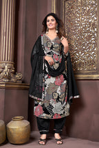 Monjolika Fashion Black Rayon Printed Festival Wear Afghani Suit - Distacart