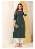 Monjolika Fashion Dark Grey Vision Silk With Handmade Embroidery Kurti - Distacart