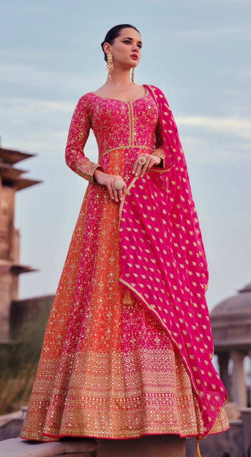 Anaita Pink Heavy Embroidered Faux Georgette Stitched Anarkali Suit - Distacart