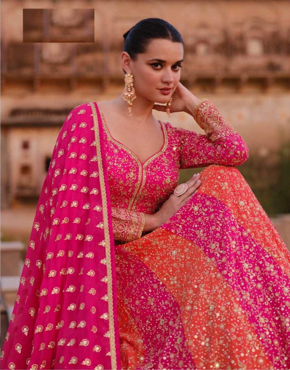 Anaita Pink Heavy Embroidered Faux Georgette Stitched Anarkali Suit - Distacart