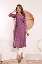 Monjolika Fashion Lavender Viscose Maslin Print With Pocket Stylish Kurti - Distacart
