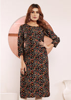 Monjolika Fashion Black Viscose Maslin Print With Pocket Stylish Kurti - Distacart