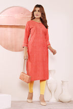 Monjolika Fashion Red Viscose Maslin Print With Pocket Stylish Kurti - Distacart