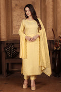 Monjolika Fashion Light Yellow Chanderi With Heavy Sequence Embroidery Classic Suit - Distacart
