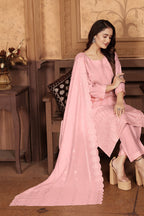 Monjolika Fashion Light Pink Chanderi With Heavy Sequence Embroidery Classic Suit - Distacart