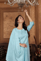 Monjolika Fashion Light Blue Chanderi With Heavy Sequence Embroidery Classic Suit - Distacart