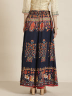 Juniper Women Indigo Cotton Printed Flared Palazzo - Distacart