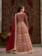 Monjolika Fashion Maroon Color Embroidered Santoon Net Salwar Suit - Distacart