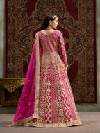 Monjolika Fashion Rani-Pink Color Embroidered Santoon Net Salwar Suit - Distacart