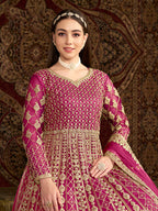 Monjolika Fashion Rani-Pink Color Embroidered Santoon Net Salwar Suit - Distacart