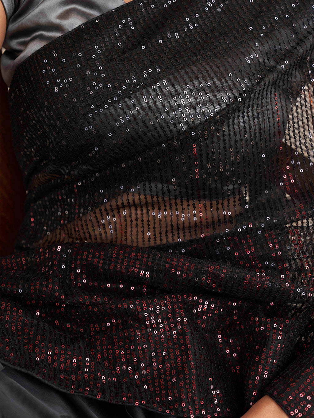 Tikhi Imli Sequinned Satin Heavy Work Saree - Distacart