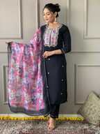 The52 Viscose Fabric work Straight cut Kurta, Pant and Dupatta Set - Distacart