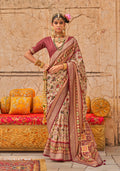 Monjolika Fashion Viscose Silk Cream Printed Classic Saree
