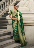 Monjolika Fashion Viscose Silk Dark Green Weaving Jaal Designer Saree