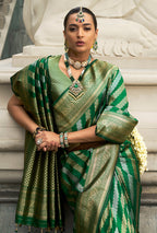 Monjolika Fashion Viscose Silk Dark Green Weaving Jaal Designer Saree