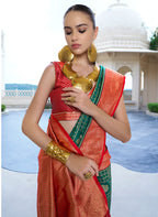 Monjolika Fashion Banarasi Silk Weaving Dark Green Trendy Saree