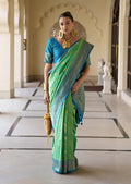Monjolika Fashion Banarasi Silk Weaving Light Green Trendy Saree
