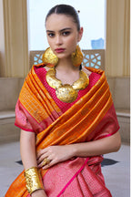 Monjolika Fashion Banarasi Silk Weaving Orange Trendy Saree