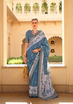 Monjolika Fashion Silk Foil Print Morpeach Contemporary Saree - Distacart