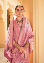 Monjolika Fashion Silk Foil Print Onion Pink Contemporary Saree - Distacart