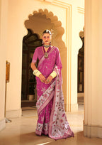 Monjolika Fashion Silk Foil Print Pink Contemporary Saree - Distacart