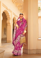 Monjolika Fashion Silk Foil Print Pink Contemporary Saree - Distacart