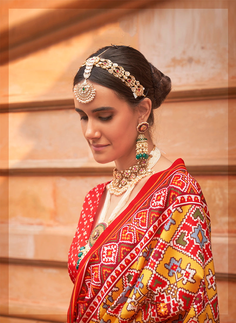 Monjolika Fashion Multi Colour Patola Print Silk Ceremonial Trendy Saree - Distacart