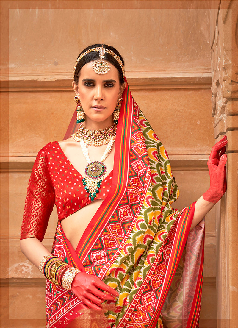 Monjolika Fashion Mustard Patola Print Silk Ceremonial Trendy Saree - Distacart