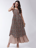 InWeave Women's Maroon Kalamkari Strappy Kurta