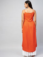 InWeave Women's Solid Orange Strappy Kurta