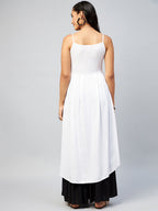 InWeave Women's Solid White Strappy Kurta