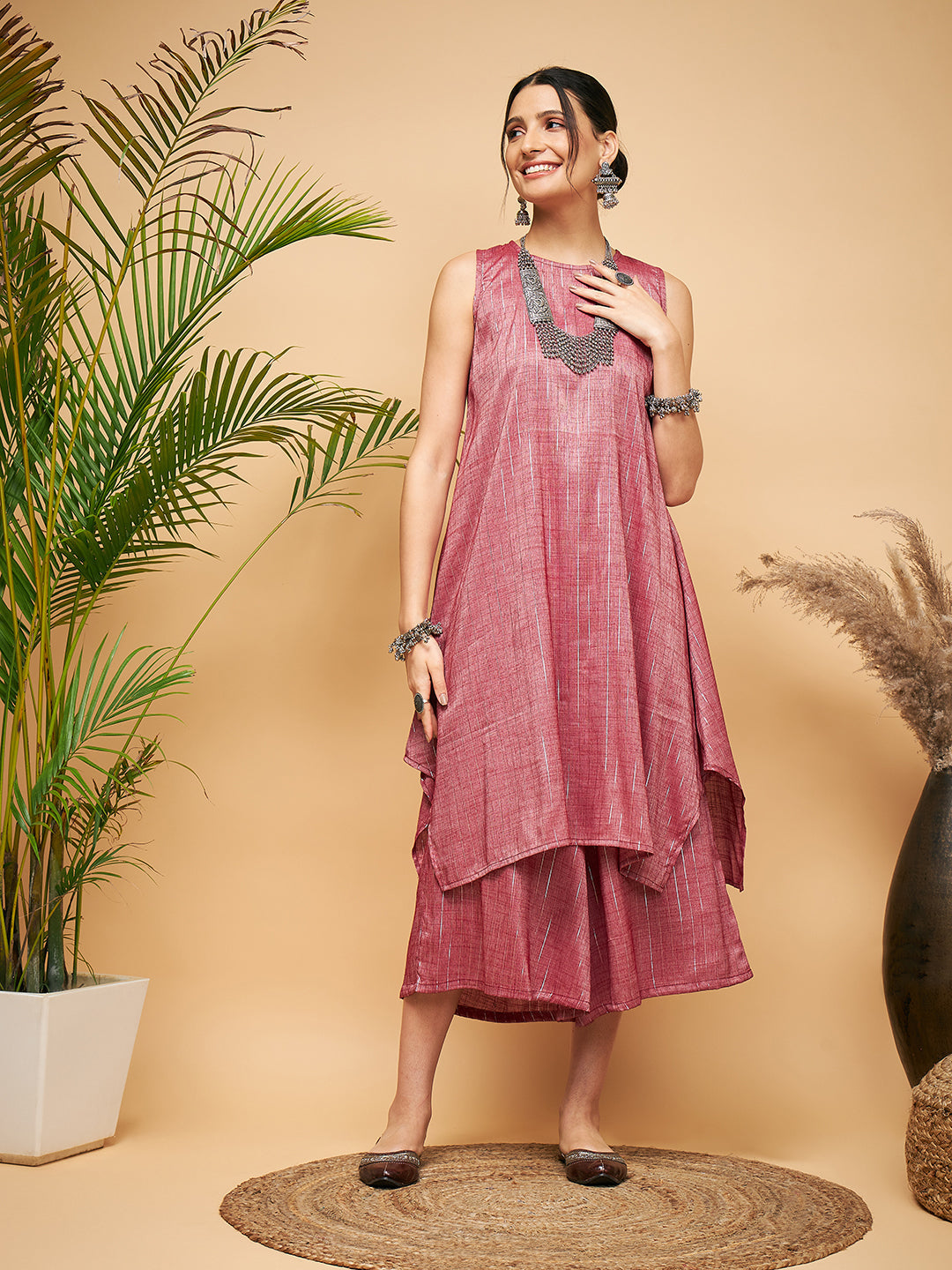InWeave Wine Lurex Short Kurta