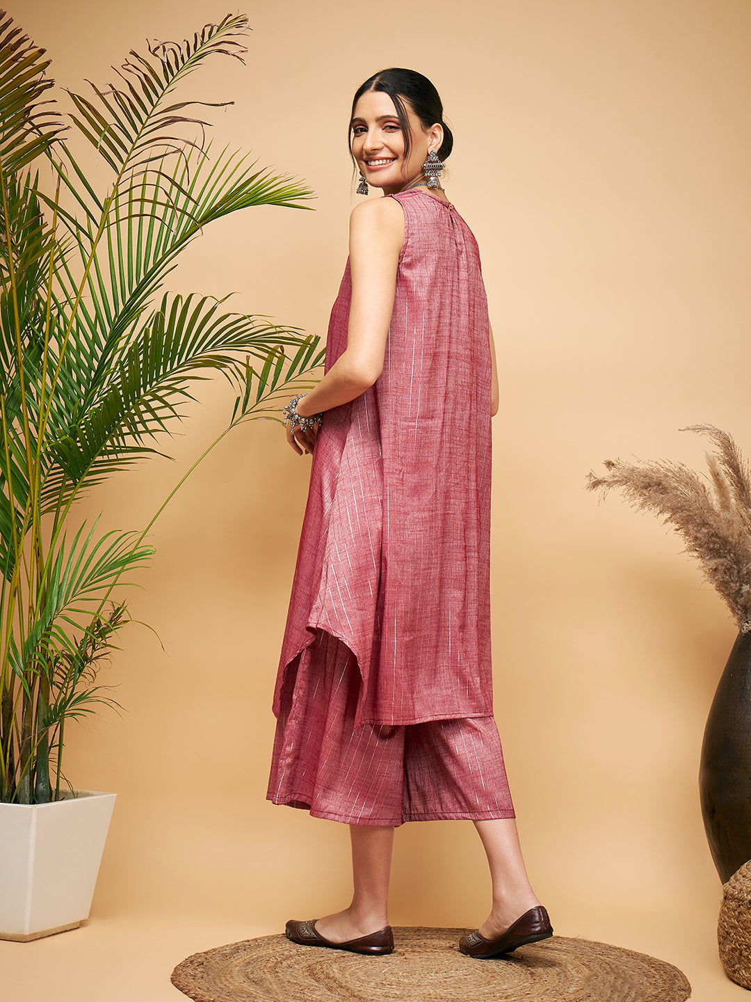 InWeave Wine Lurex Short Kurta