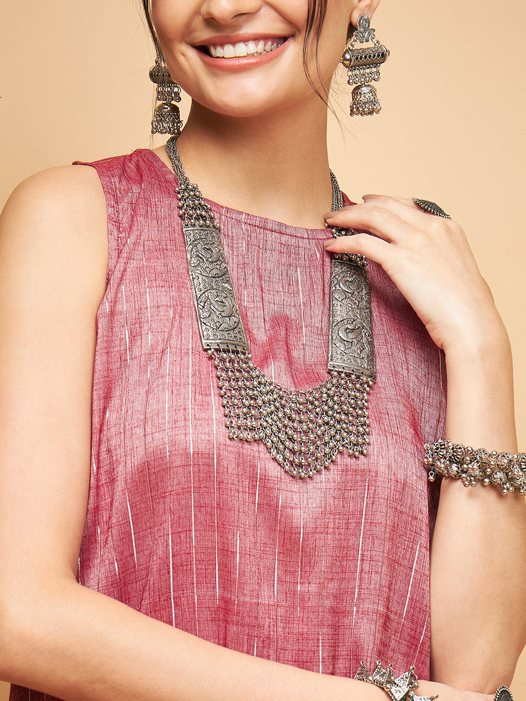 InWeave Wine Lurex Short Kurta