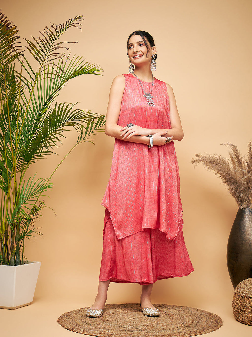InWeave Red Lurex Short Kurta