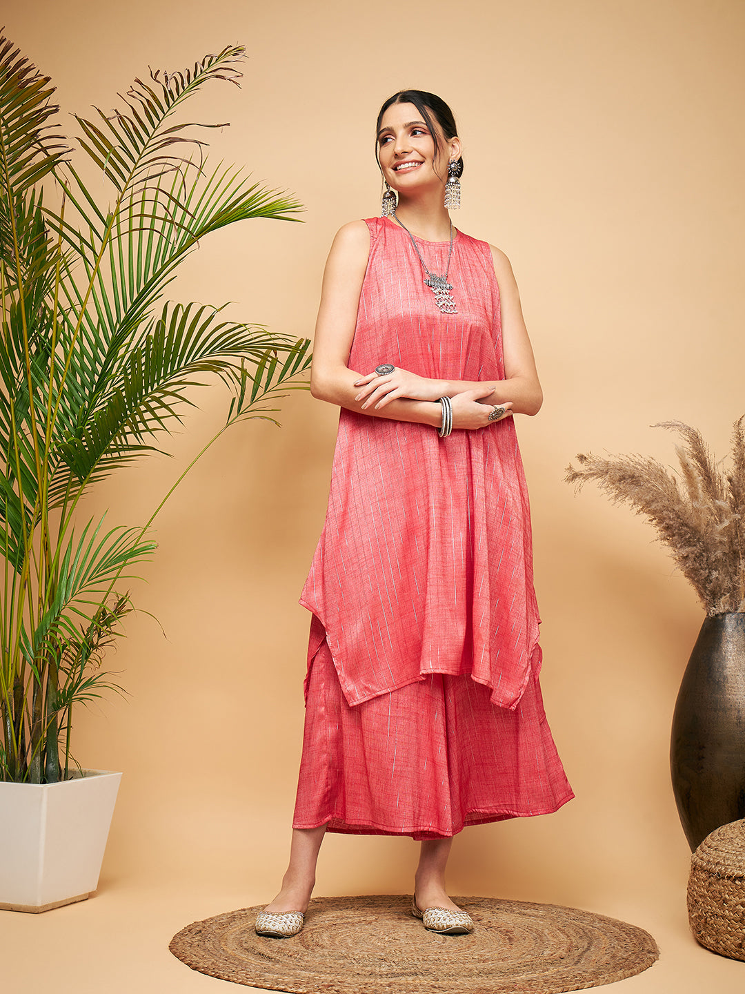 InWeave Red Lurex Short Kurta