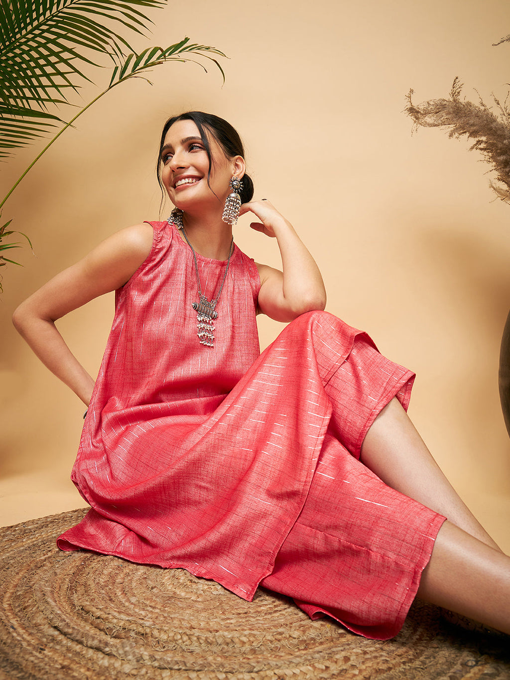 InWeave Red Lurex Short Kurta