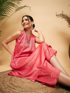 InWeave Red Lurex Short Kurta