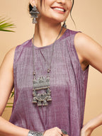 InWeave Mauve Lurex Short Kurta
