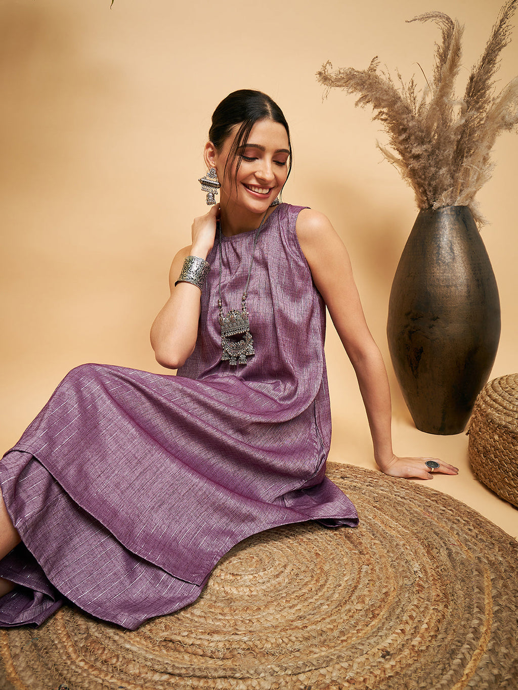 InWeave Mauve Lurex Short Kurta