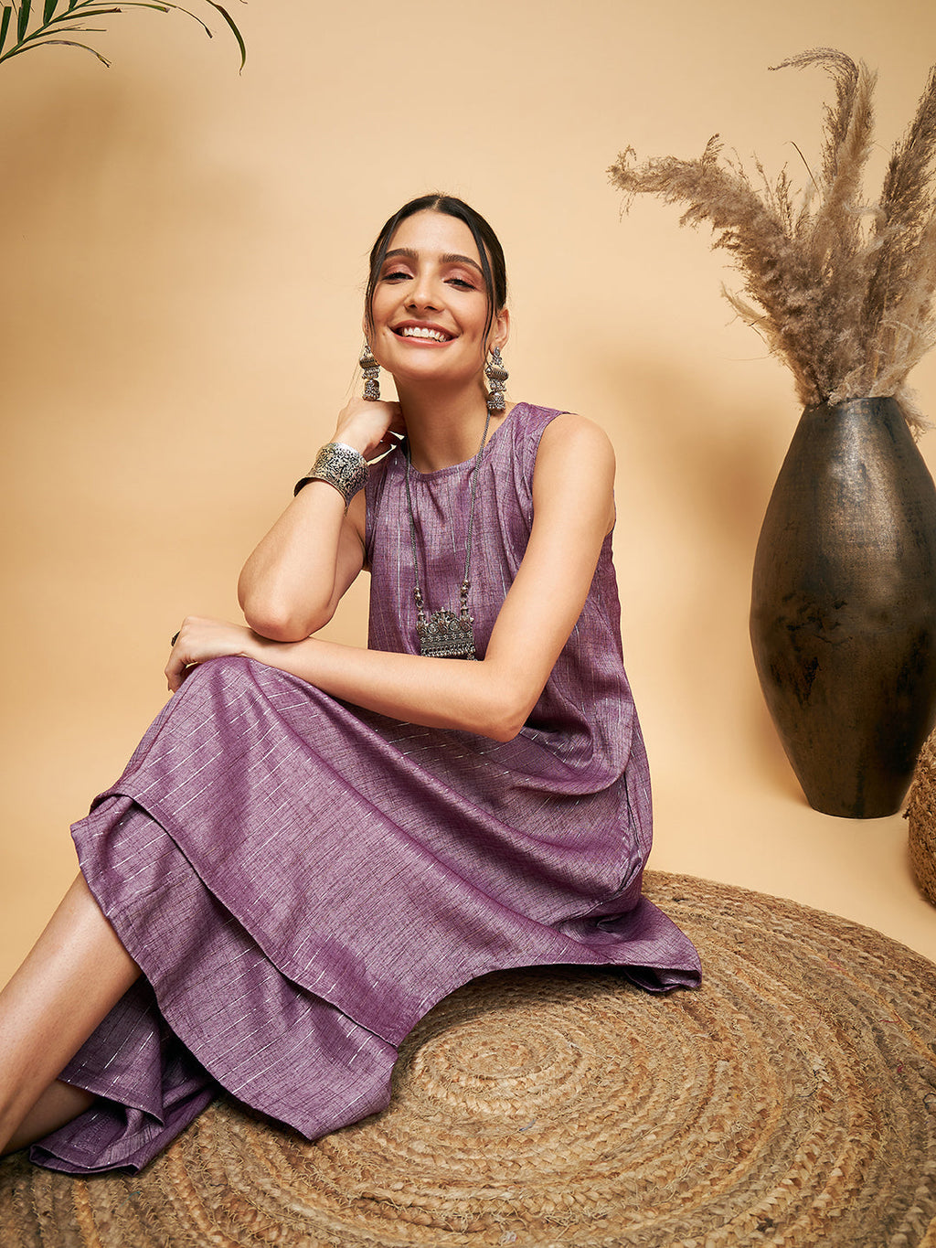 InWeave Mauve Lurex Short Kurta