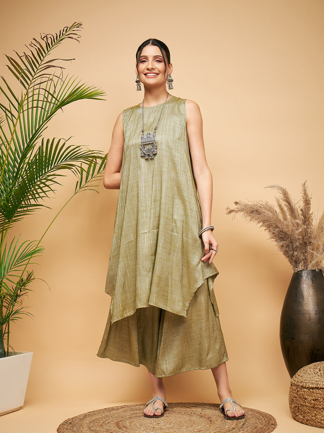 InWeave Olive Lurex Short Kurta