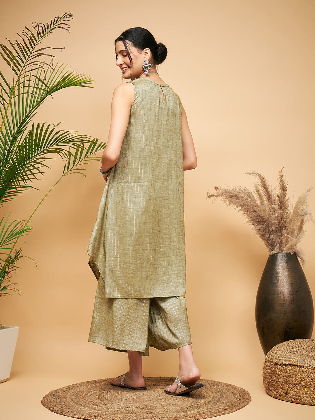 InWeave Olive Lurex Short Kurta