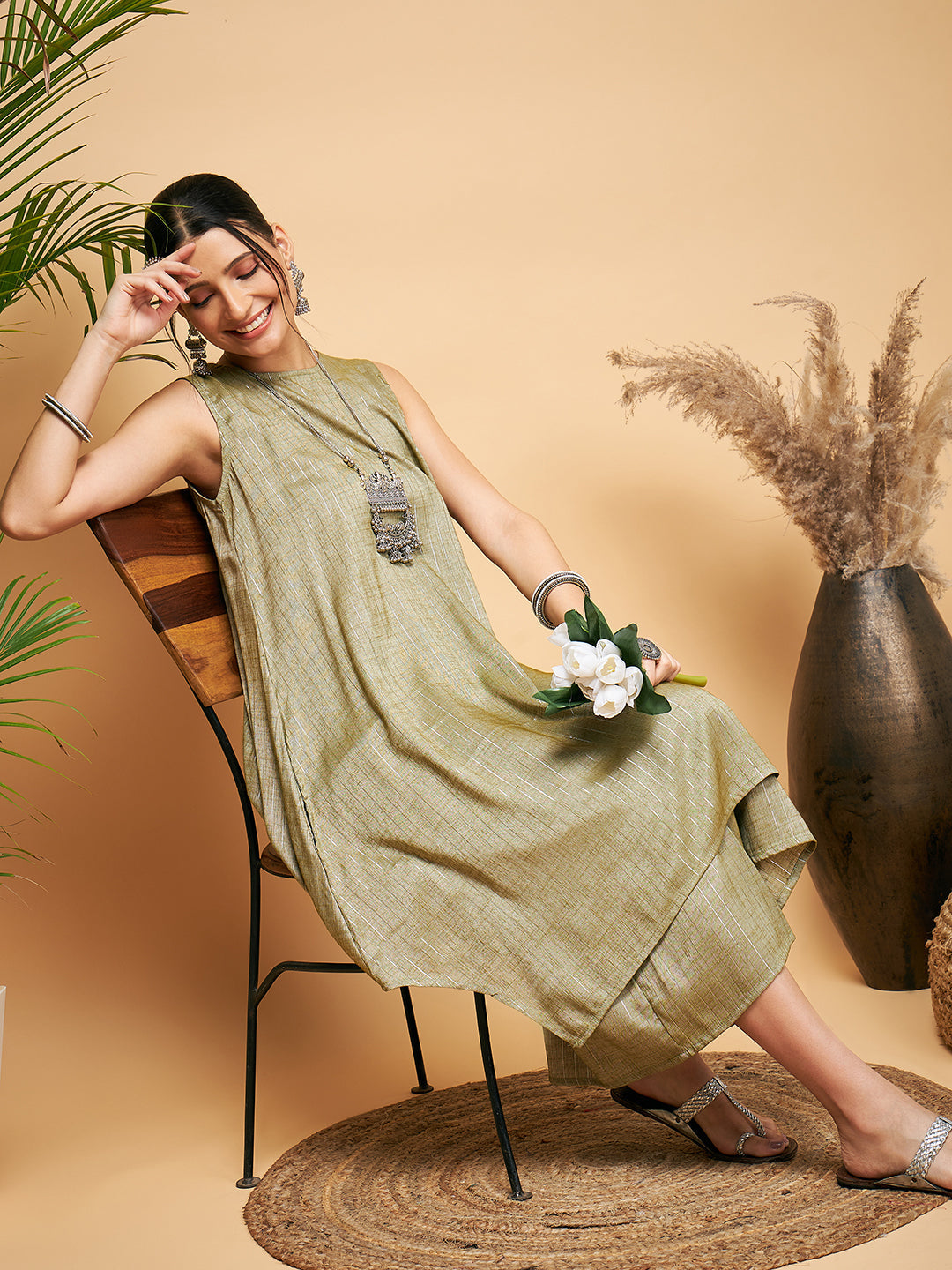 InWeave Olive Lurex Short Kurta