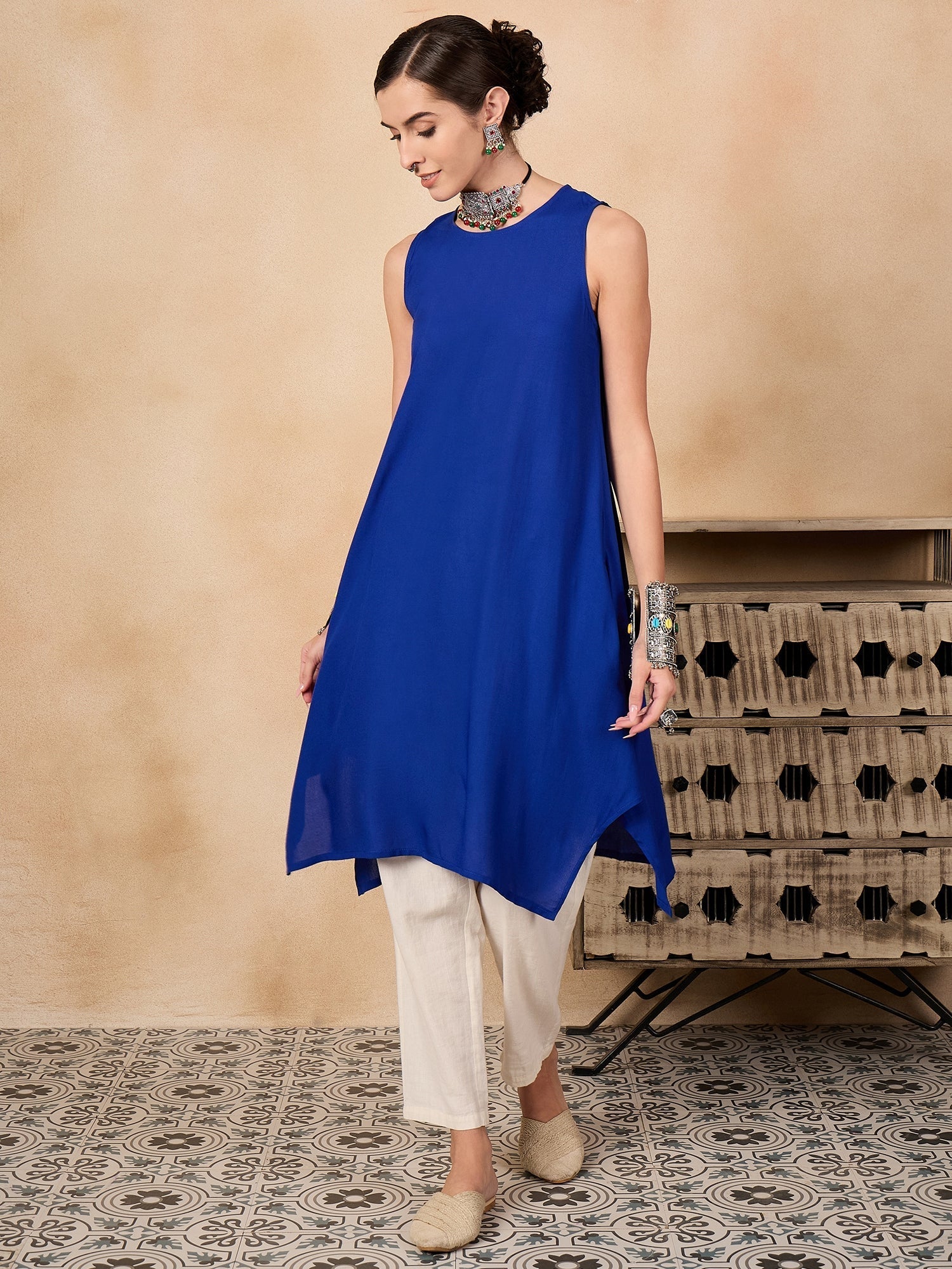 InWeave Ink Blue Short Kurta