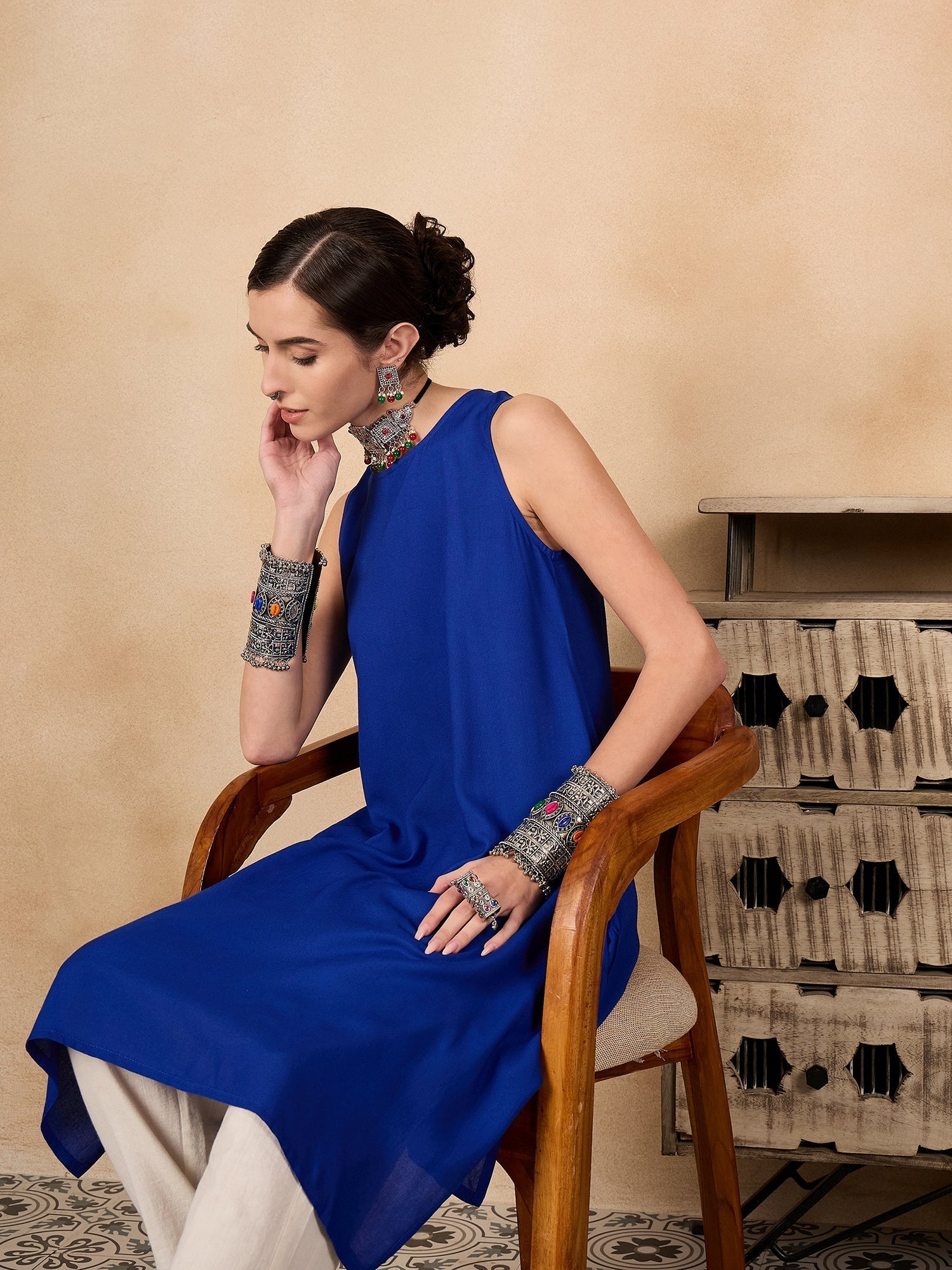 InWeave Ink Blue Short Kurta