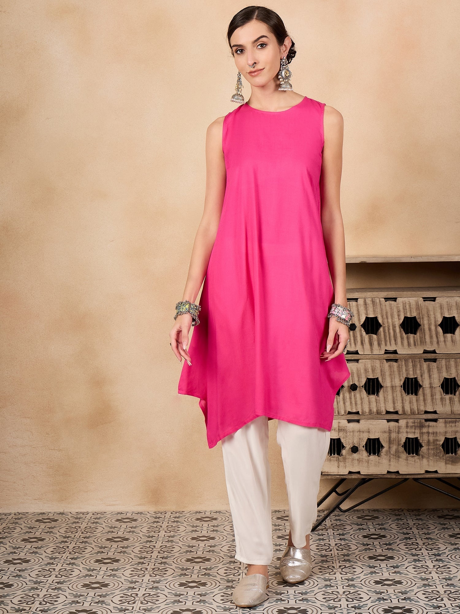 InWeave Fuchsia Short Kurta